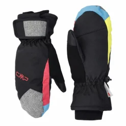 Guanti manopole da sci multicolor in softshell imbottiti da bambini