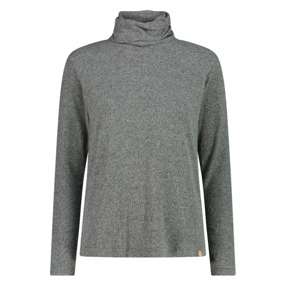 Maglia da donna con collo a dolcevita in tessuto jersey mélange