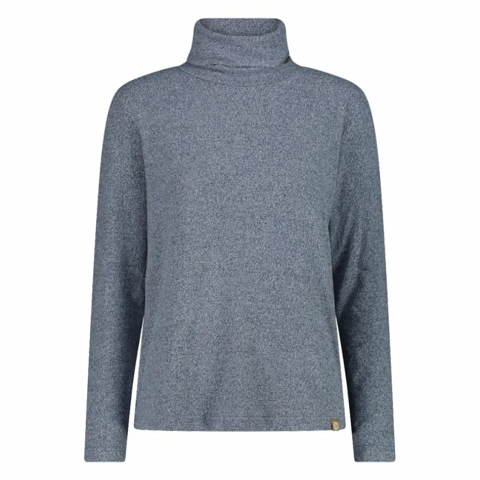 Maglia da donna con collo a dolcevita in tessuto jersey mélange