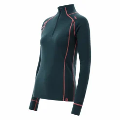 Maglia termica a maniche lunghe in merino con mezza zip da donna Unlimitech