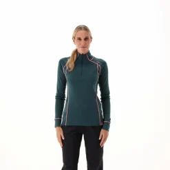 Maglia termica a maniche lunghe in merino con mezza zip da donna Unlimitech