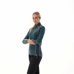 Maglia termica a maniche lunghe in merino con mezza zip da donna Unlimitech