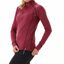Maglia termica a maniche lunghe in merino con mezza zip da donna Unlimitech