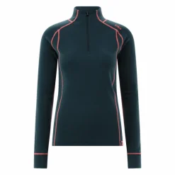 Maglia termica a maniche lunghe in merino con mezza zip da donna Unlimitech