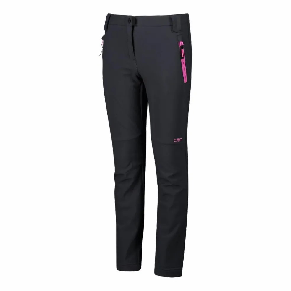 Pantaloni da bambina in softshell slim fit con fondo largo
