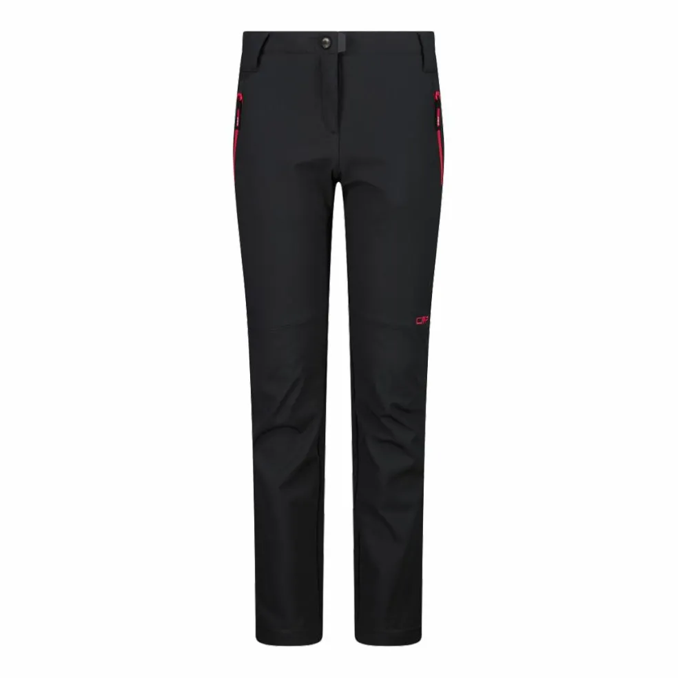 Pantaloni da bambina in softshell slim fit con fondo largo