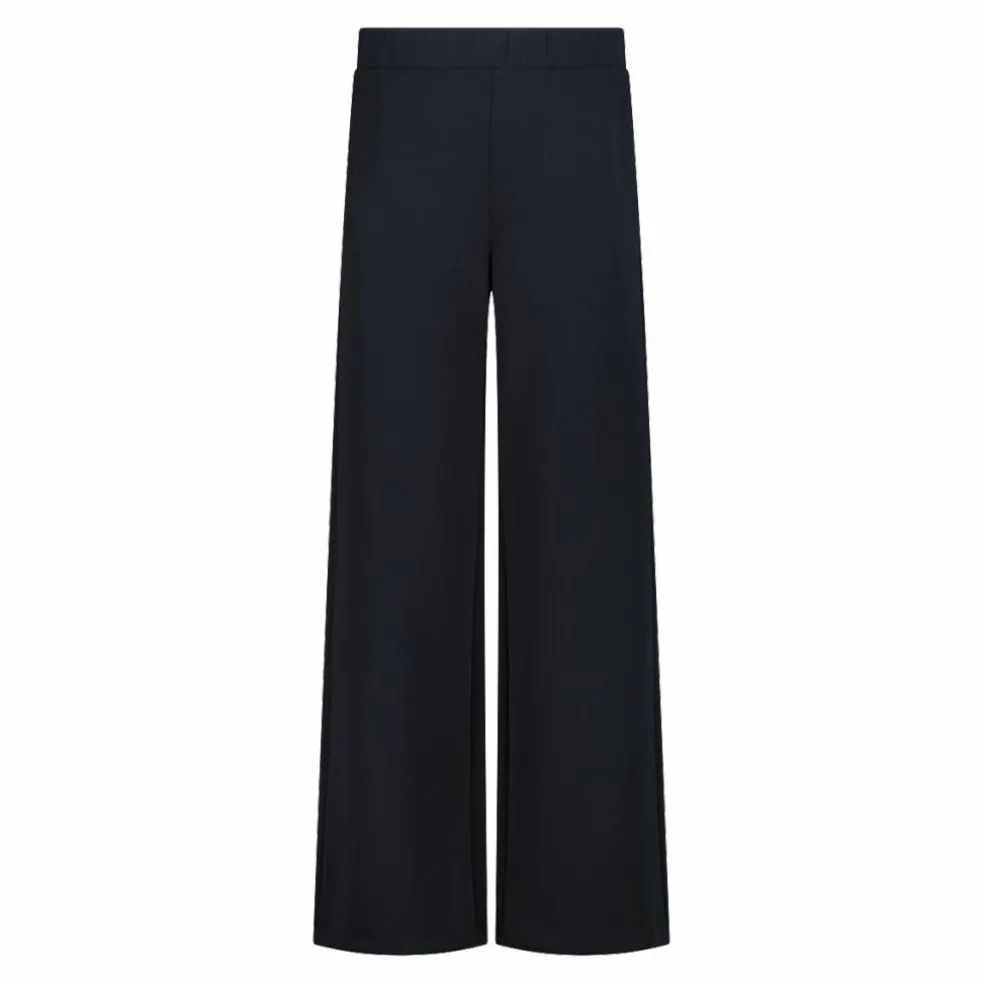 Pantaloni lunghi da donna a gamba larga con finitura in modal satinato