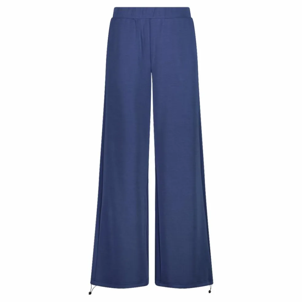 Pantaloni lunghi da donna a gamba larga con finitura in modal satinato