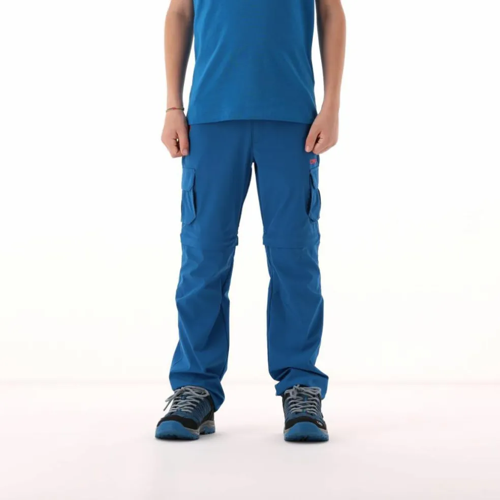 Pantaloni zip off cargo con tasconi laterali stretch da bambino