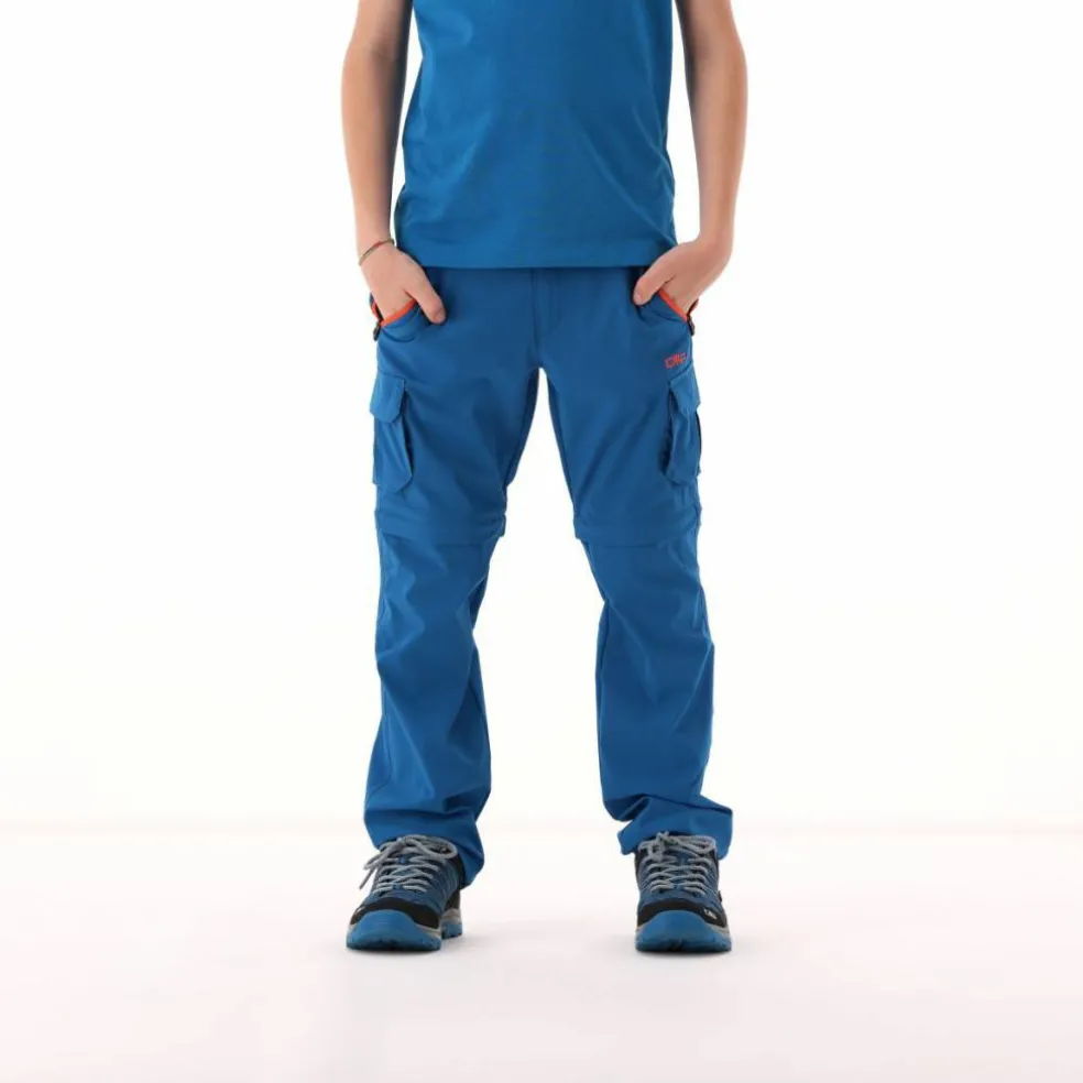 Pantaloni zip off cargo con tasconi laterali stretch da bambino