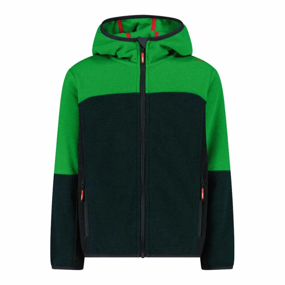 Pile con zip da bambino in knit tech con cappuccio
