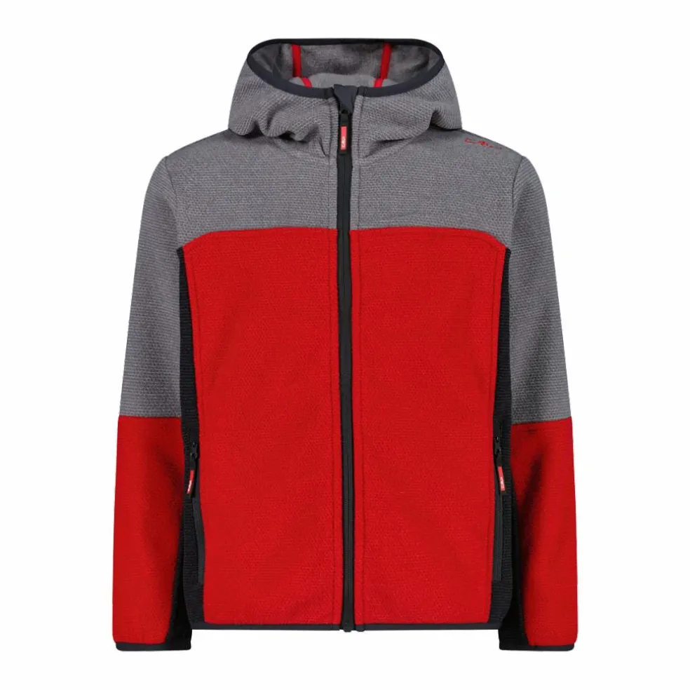Pile con zip da bambino in knit tech con cappuccio