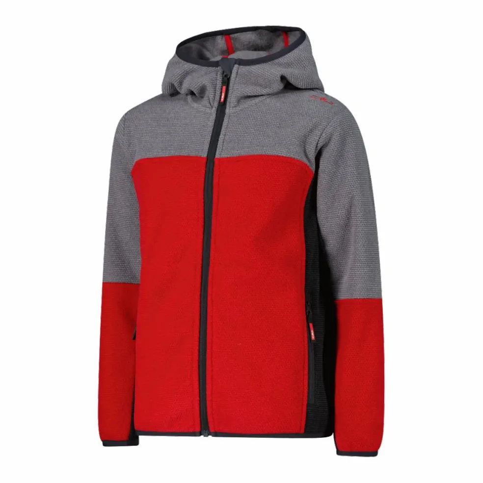Pile con zip da bambino in knit tech con cappuccio