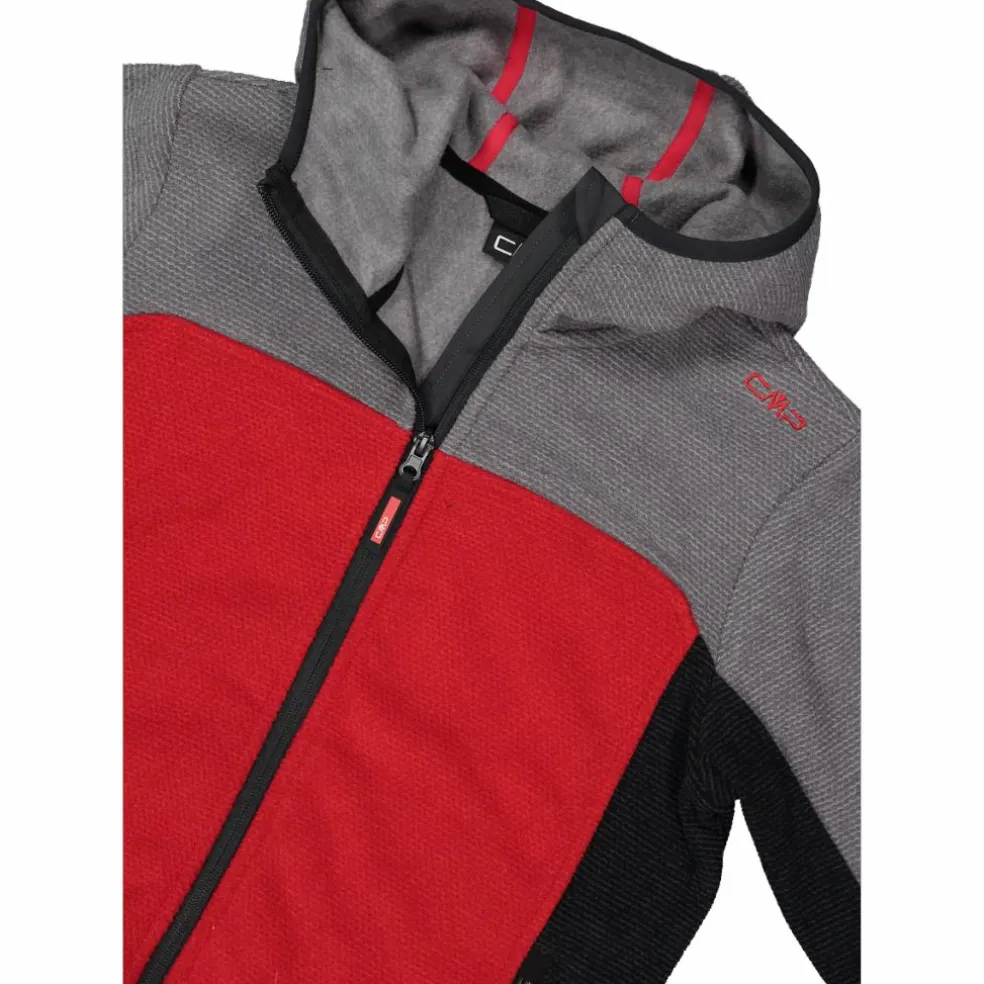 Pile con zip da bambino in knit tech con cappuccio