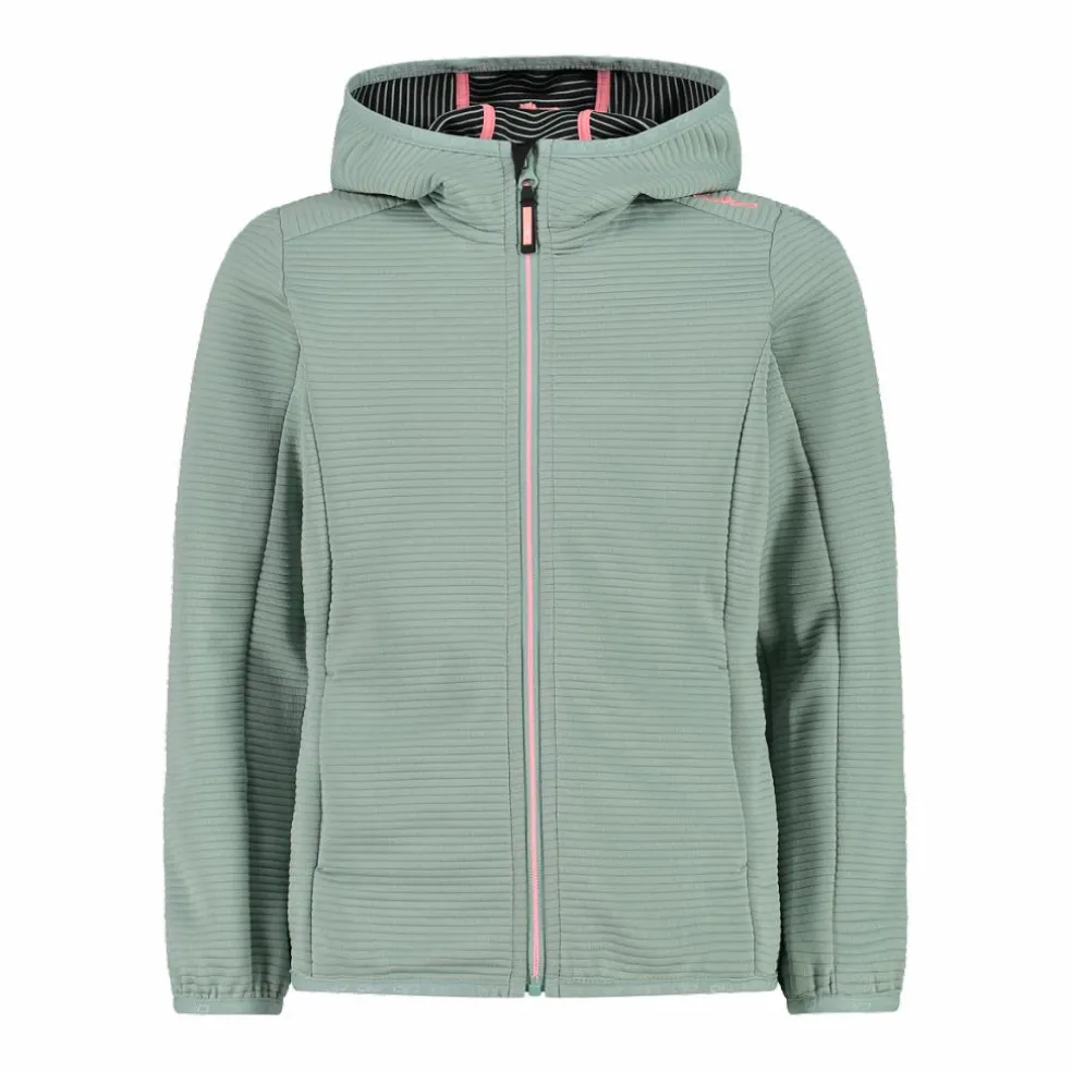 Pile full zip da bambina con cappuccio