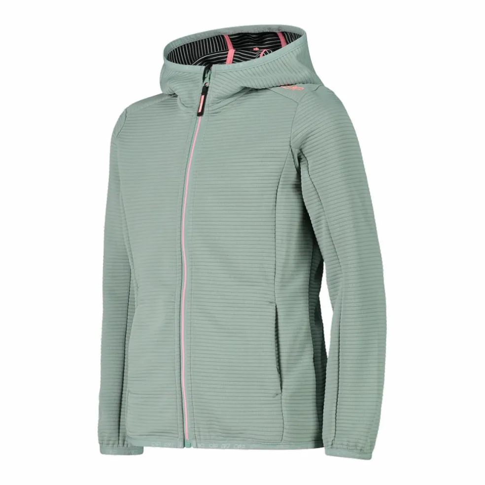 Pile full zip da bambina con cappuccio