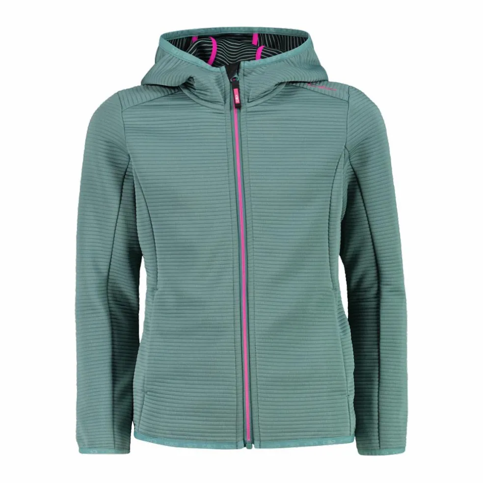 Pile full zip da bambina con cappuccio