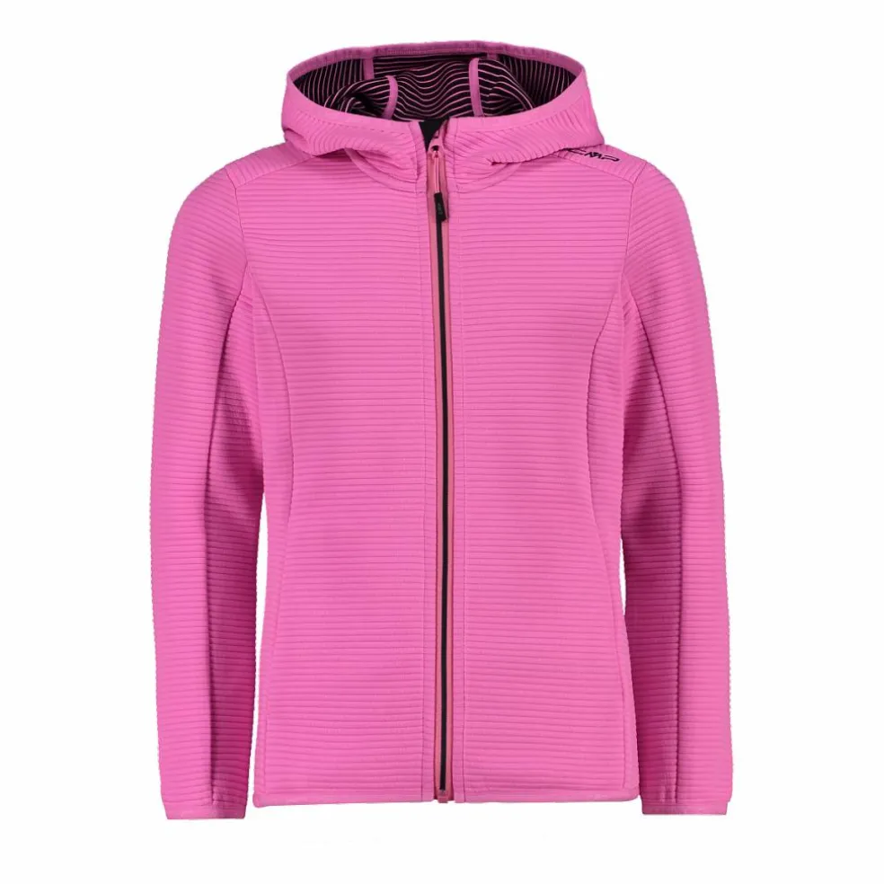 Pile full zip da bambina con cappuccio