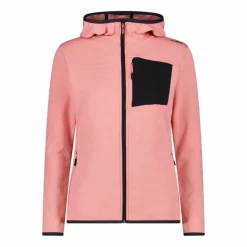 Pile Grid Tech con zip con cappuccio da donna