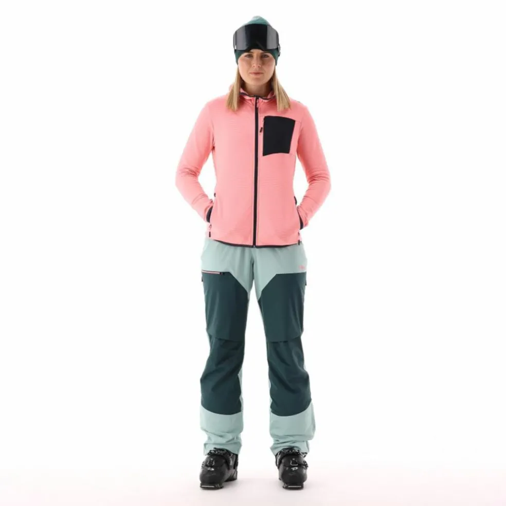 Pile Grid Tech con zip con cappuccio da donna