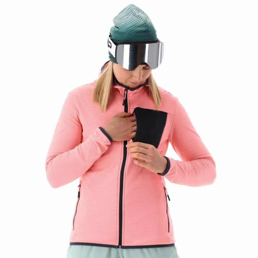 Pile Grid Tech con zip con cappuccio da donna