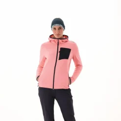 Pile Grid Tech con zip con cappuccio da donna