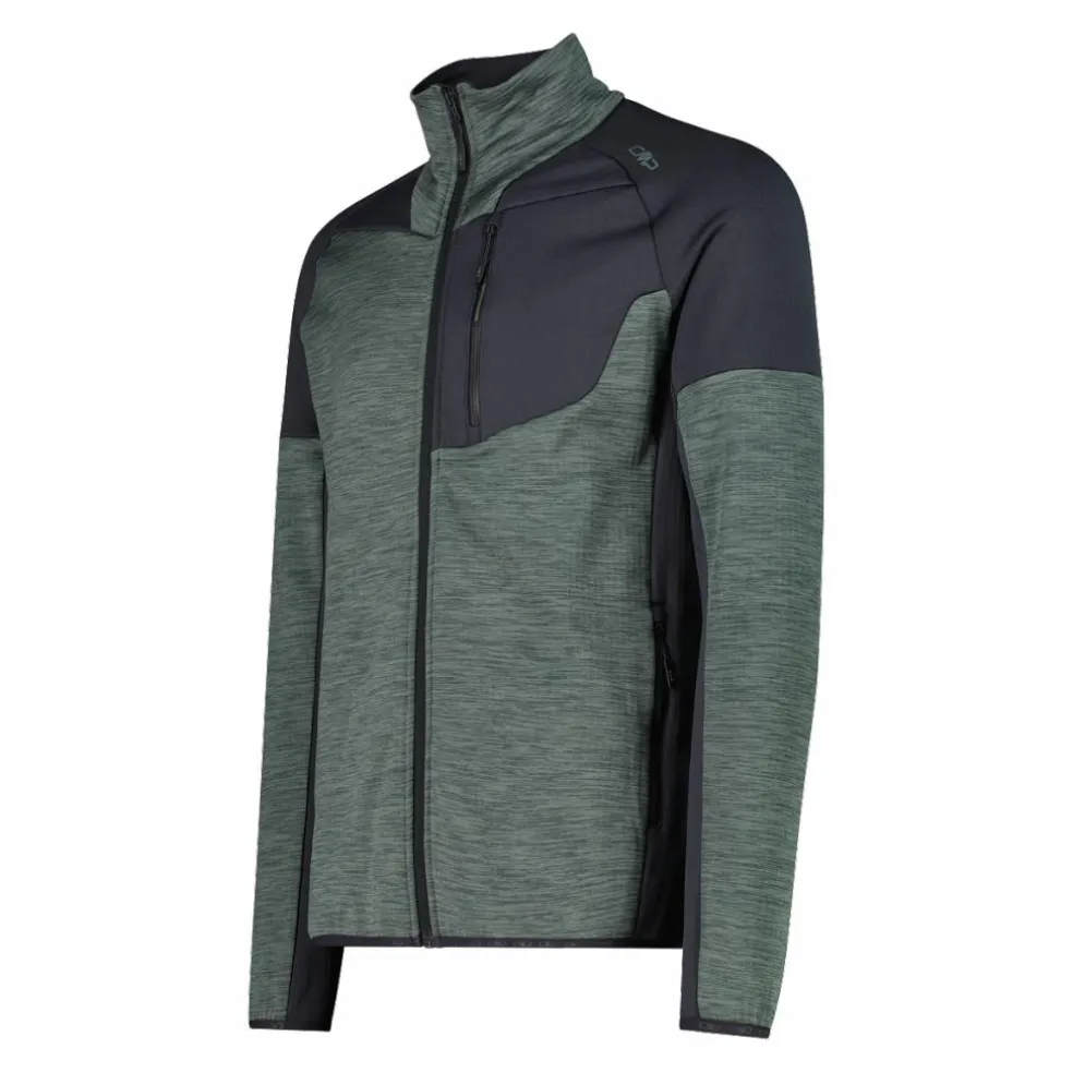 Pile Grid Tech con zip da uomo melange