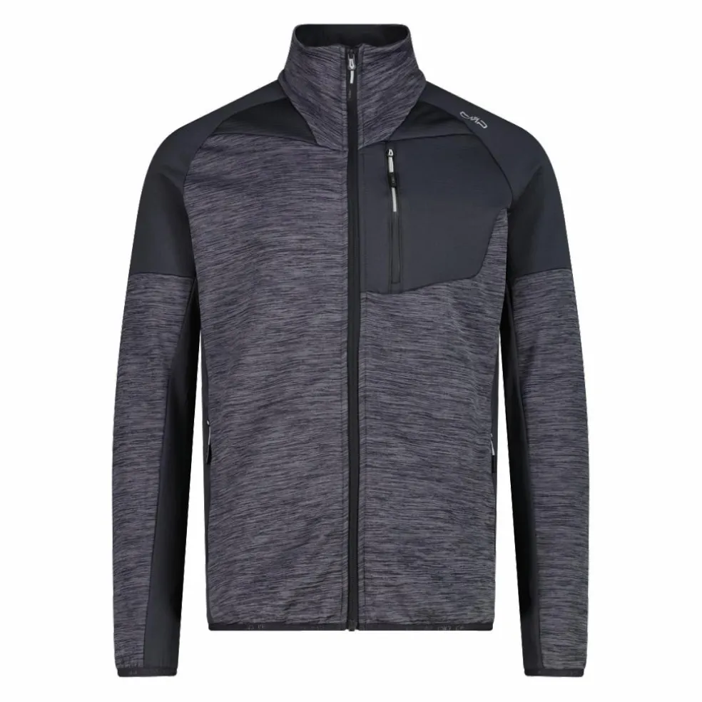 Pile Grid Tech con zip da uomo melange