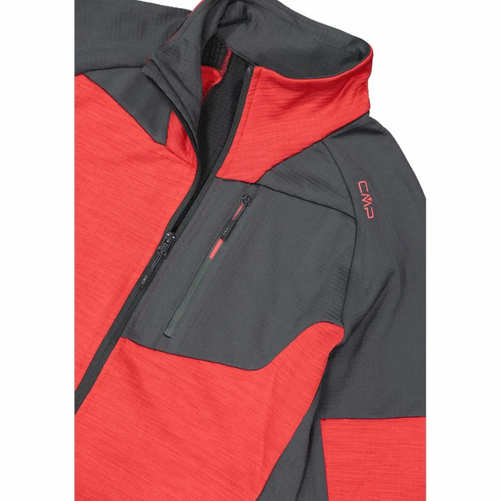 Pile Grid Tech con zip da uomo melange