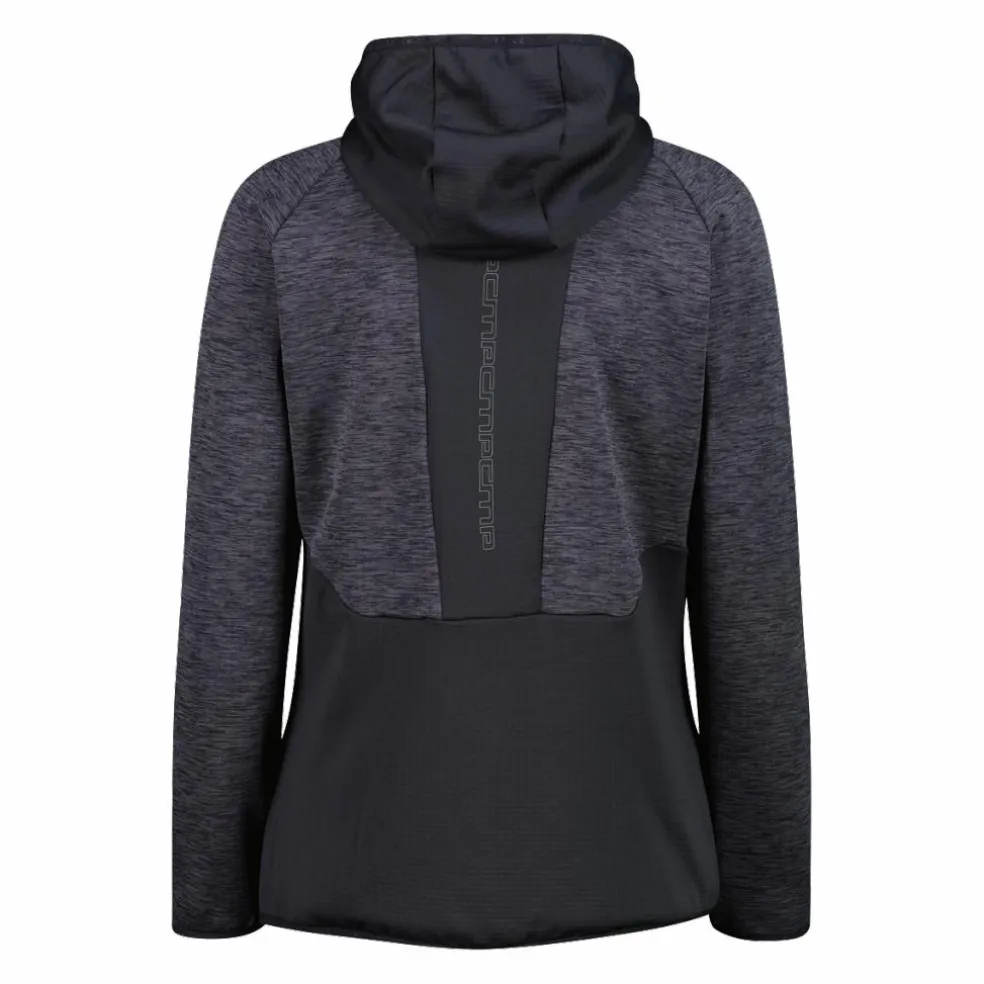 Pile Grid Tech con zip da donna melange con cappuccio