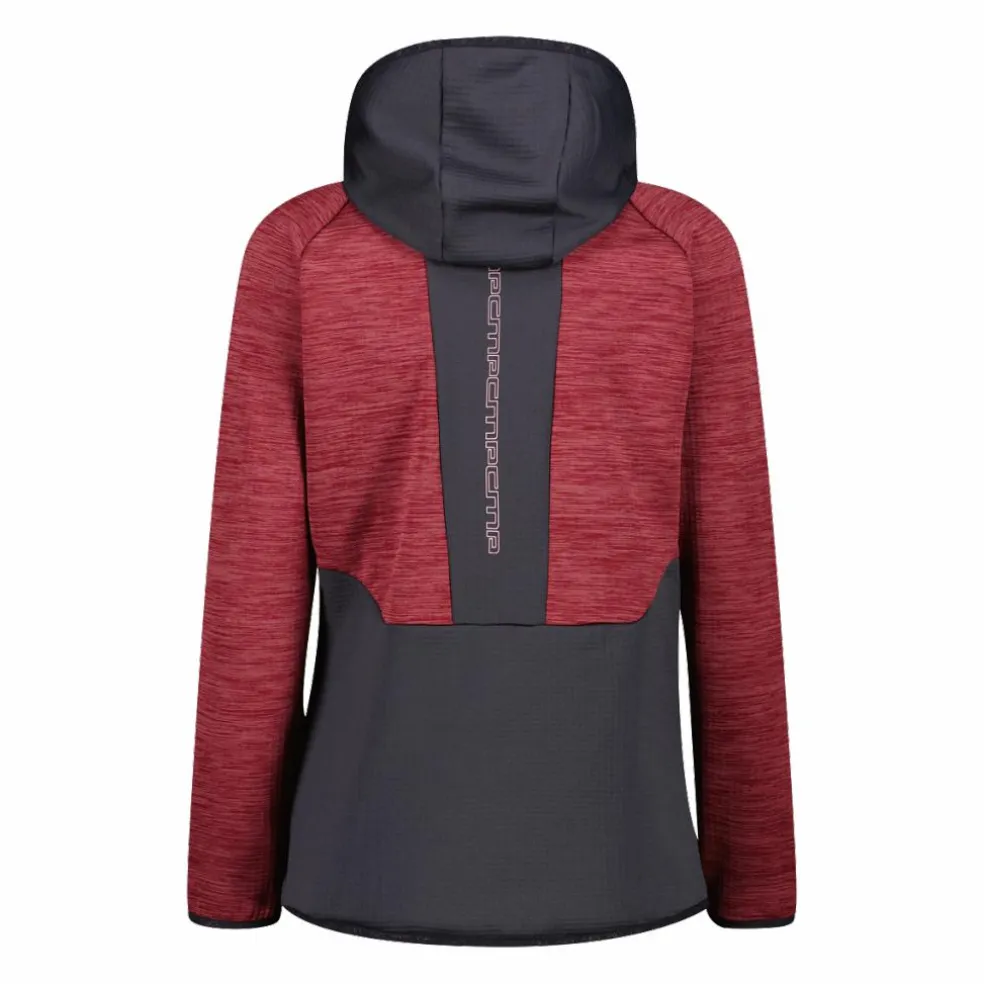 Pile Grid Tech con zip da donna melange con cappuccio