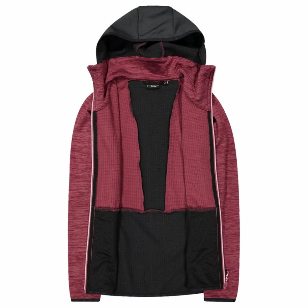 Pile Grid Tech con zip da donna melange con cappuccio