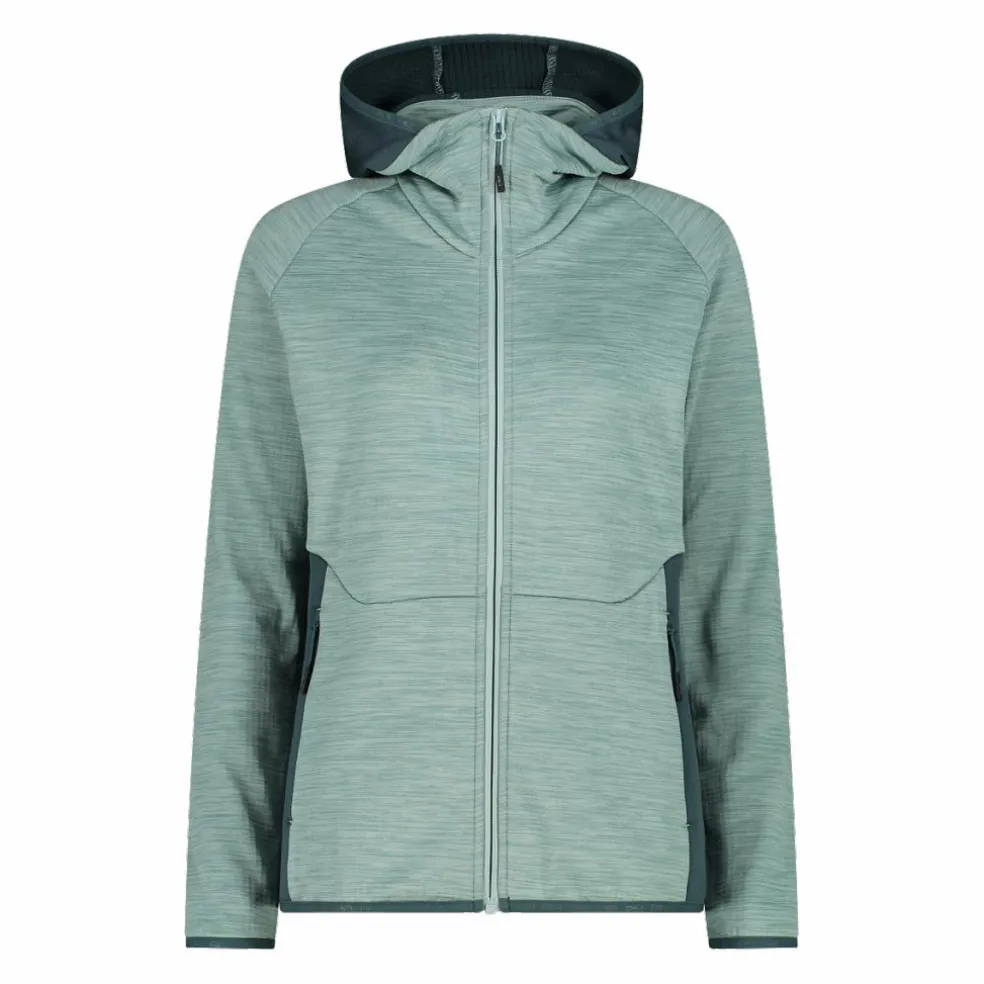 Pile Grid Tech con zip da donna melange con cappuccio