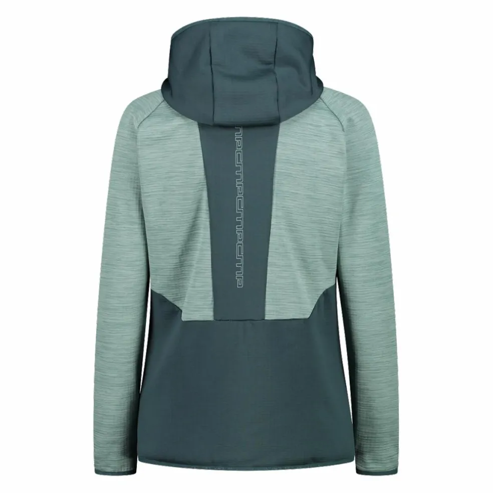 Pile Grid Tech con zip da donna melange con cappuccio