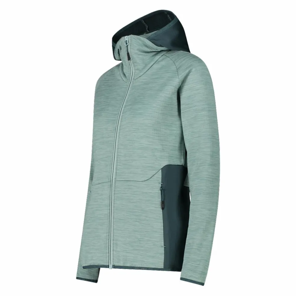Pile Grid Tech con zip da donna melange con cappuccio