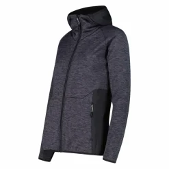 Pile Grid Tech con zip da donna melange con cappuccio