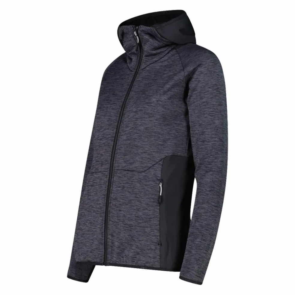 Pile Grid Tech con zip da donna melange con cappuccio