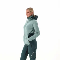 Pile Grid Tech con zip da donna melange con cappuccio