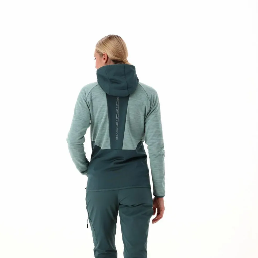 Pile Grid Tech con zip da donna melange con cappuccio