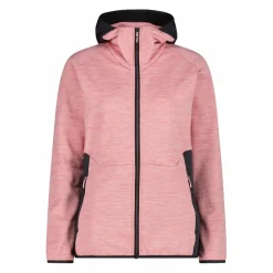 Pile Grid Tech con zip da donna melange con cappuccio