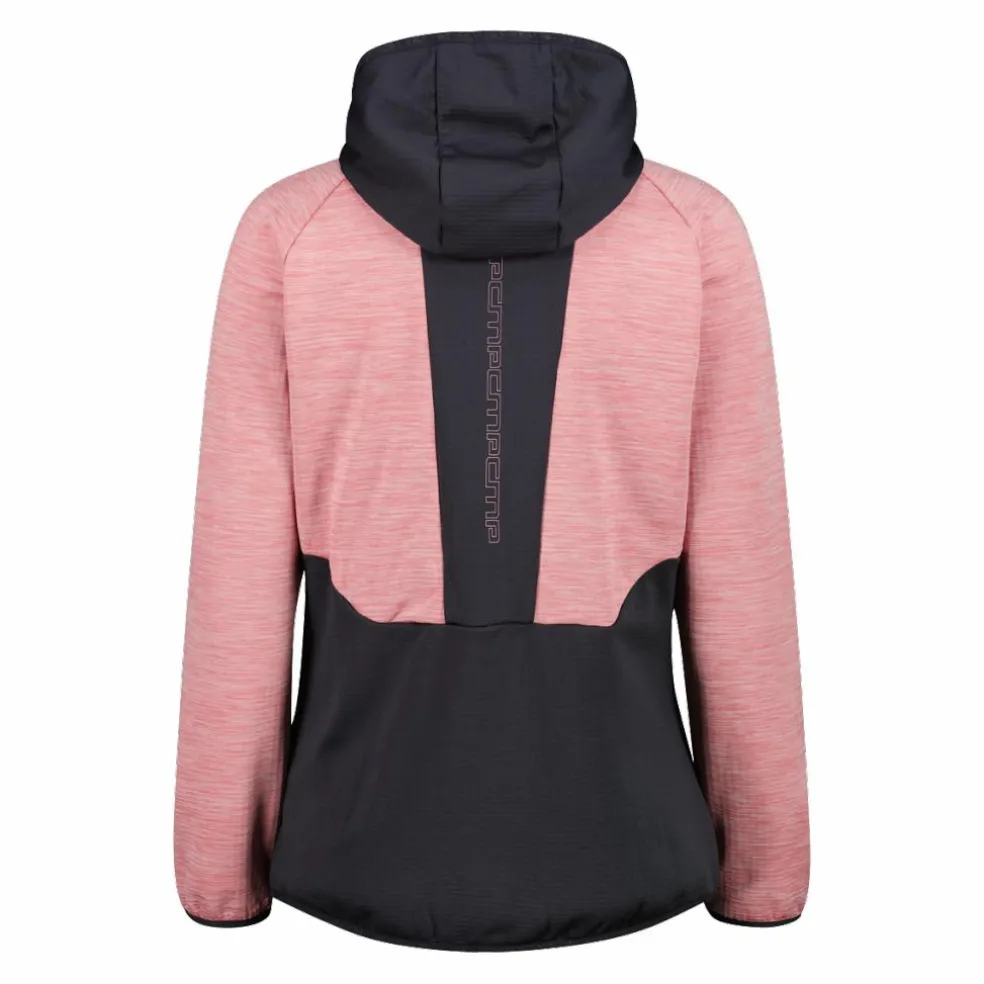 Pile Grid Tech con zip da donna melange con cappuccio