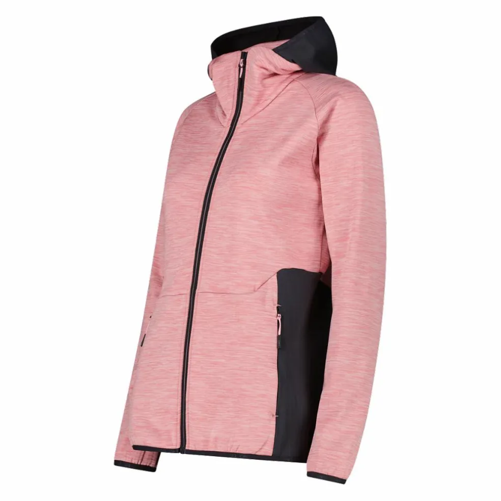 Pile Grid Tech con zip da donna melange con cappuccio