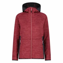 Pile Grid Tech con zip da donna melange con cappuccio