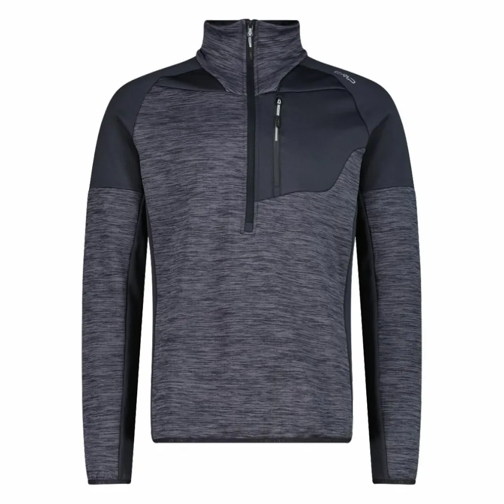 Pile Grid Tech mezza zip melange da uomo