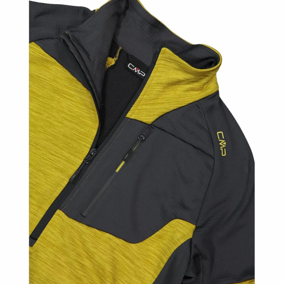 Pile Grid Tech mezza zip melange da uomo