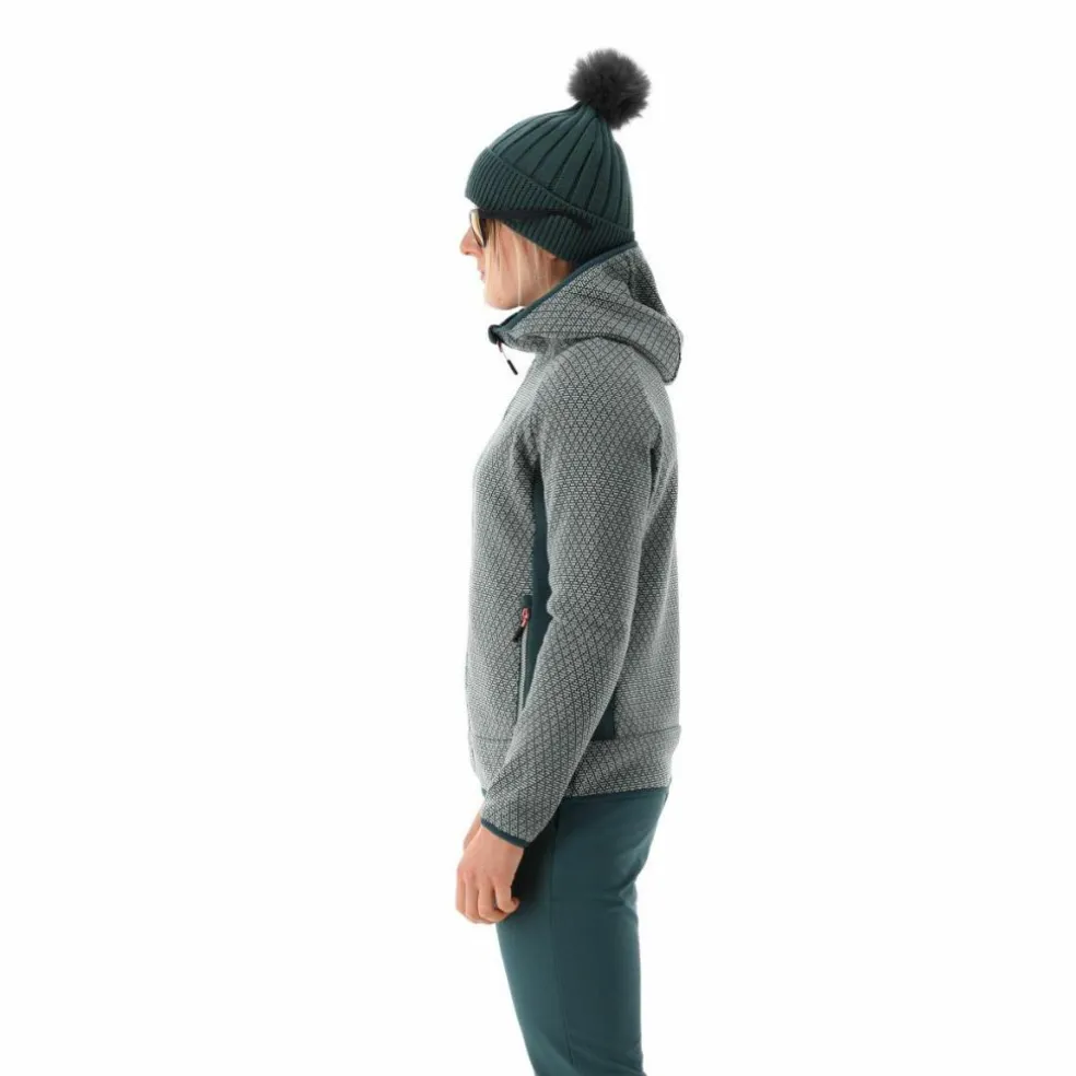 Pile knit tech da donna con cappuccio
