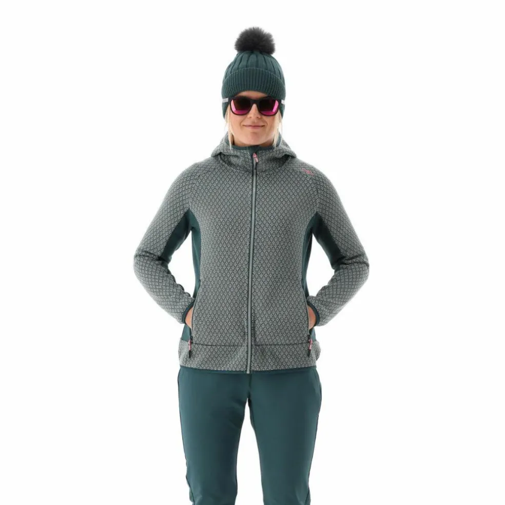 Pile knit tech da donna con cappuccio