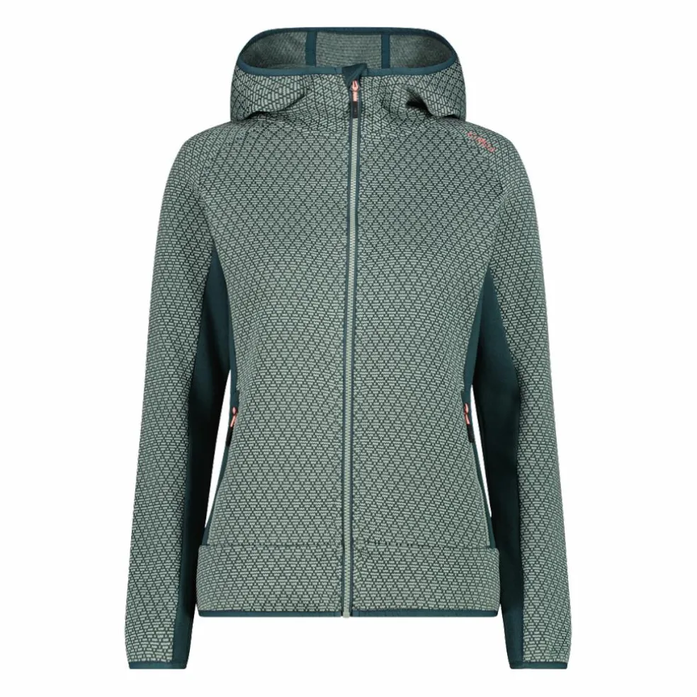 Pile knit tech da donna con cappuccio