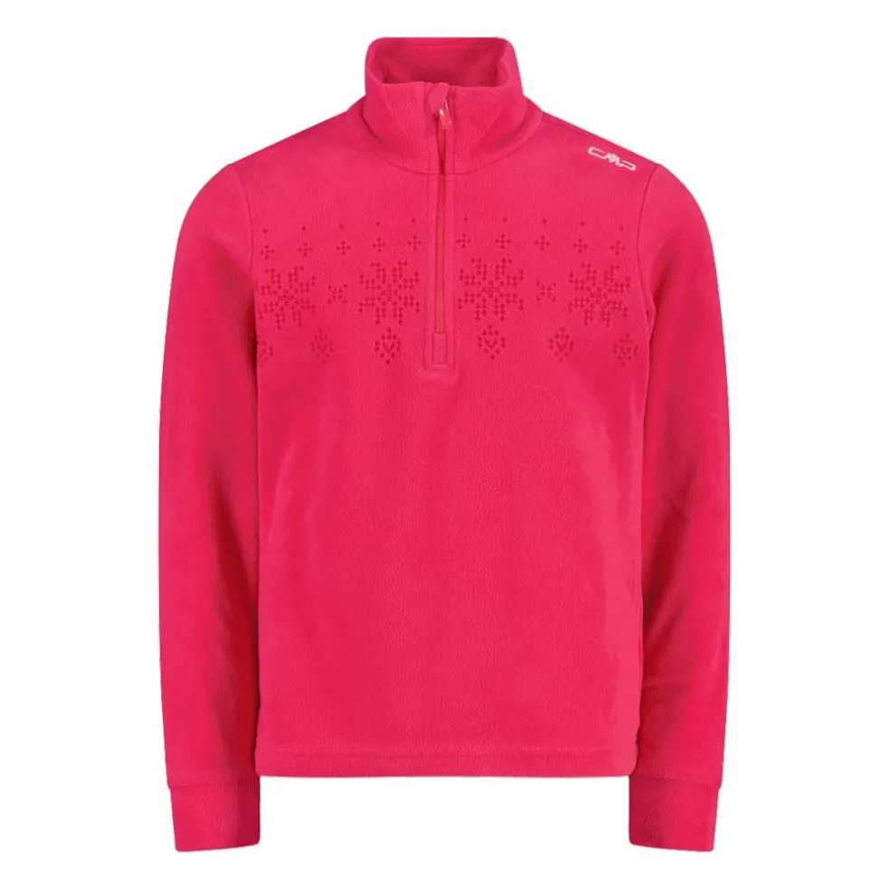 Pile mezza zip arctic fleece da bambina con fiocco di neve