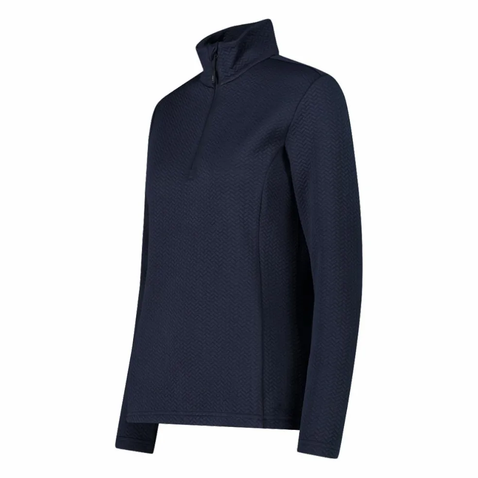 Pile mezza zip elasticizzato da donna con stampa jacquard